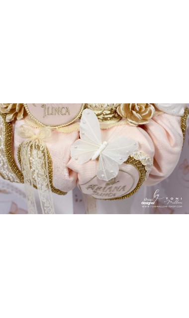 Lumanare botez cu fluturi si broderie personalizata gold 13